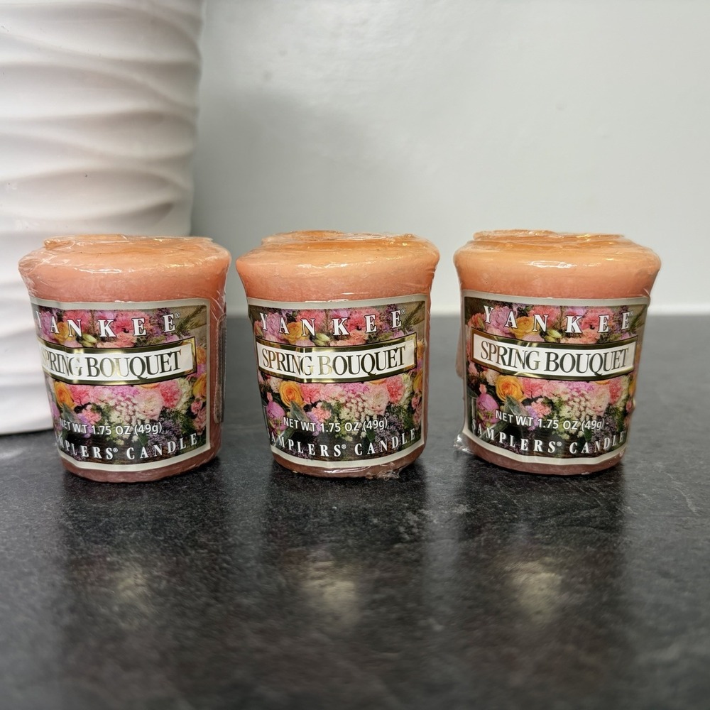 NEW Yankee Candle Spring Bouquet 1.75 oz Votive Retired Set Of 3